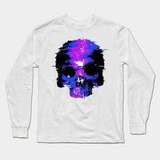 Skull Glitch (Purple) Long Sleeve T-Shirt